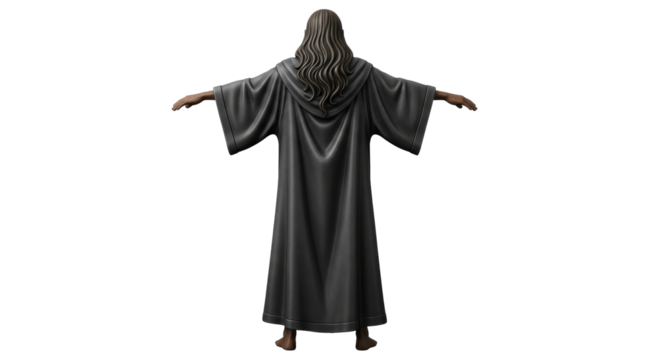 Isolated Figure in Cloak from Behind