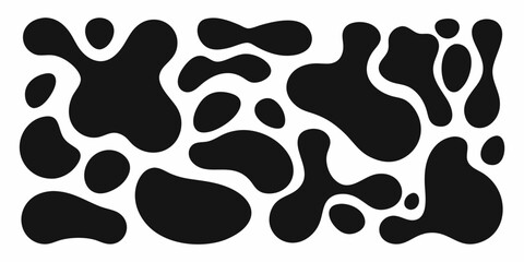 Abstract black and white organic shapes pattern background with irregular blobs and fluid forms
