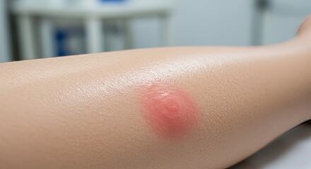 Inflamed Bulla Lesion - A Severe Second-Degree Burn Blister on Human Skin.