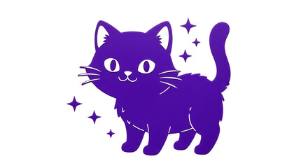Isolated Cartoon Purple Cat