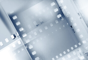 Film negatives blue background
