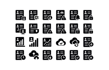 vector solid black filled icons Access Log (Advanced) accesslog smart accesslog ai accesslog auto accesslog manual accesslog synced accesslog unsynced accesslog monitor accesslog track.