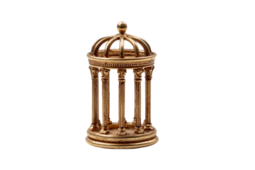 Gold miniature rotunda sculpture on transparent background