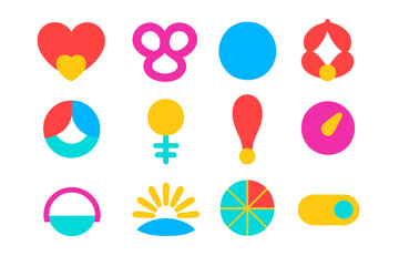 Microphone Polar Patterns. Flat vector icons of microphone polar patterns: cardioid heart icon, bidirectional figure-8,