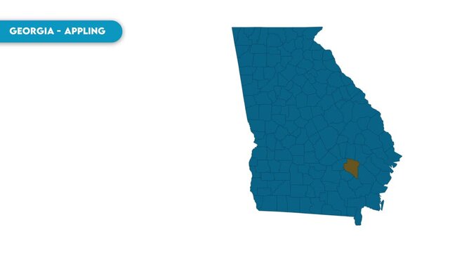 Appling Map Video, Georgia map, Political Map of Georgia, national flag and borders, perfect for presentations, travel, education, geography, and global studies.