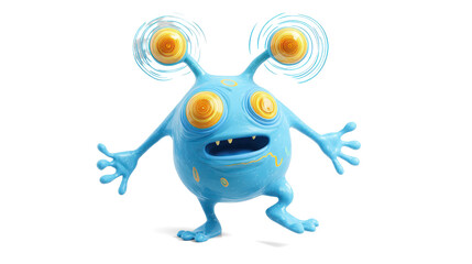 Obraz premium dizzy cartoon-style light blue alien