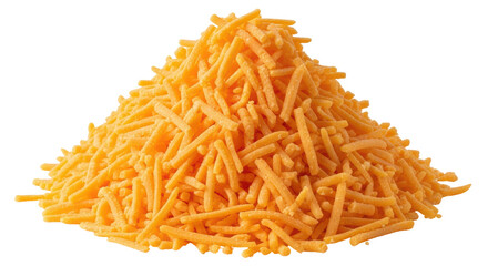 Isolated Pile of Shredded Cheddar Cheese