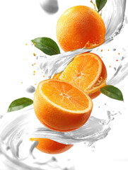 oranges in juice swirl splash