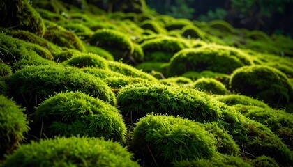 Lush green moss on rocks