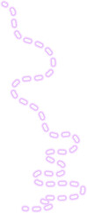 Curved dashed line with a neon purple glow, presented in an artistic and abstract sketch form.
