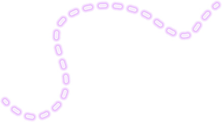 Organic, gently flowing, wavy, dashed line with a glowing neon purple effect.