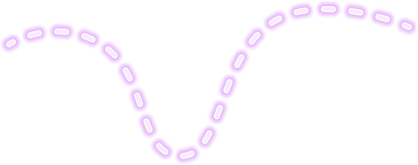 Glowing neon purple dashed line forming a minimalist wavy path with a futuristic and dynamic design.
