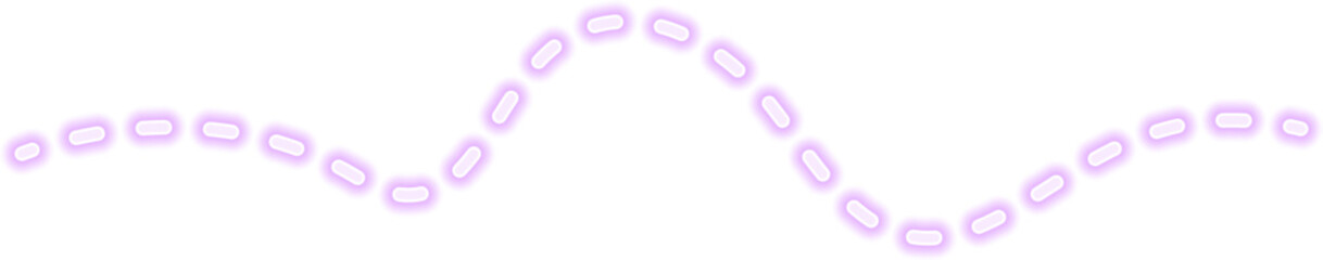 Dynamic organic motion stroke with a glowing neon purple dashed effect.
