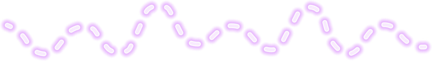 Organic wavy line with a glowing neon purple dashed effect.