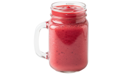 Isolated Red Smoothie in Glass Jar