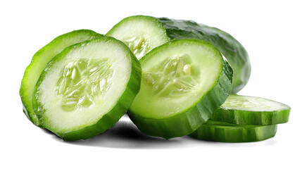 Cucumber slices on white background
