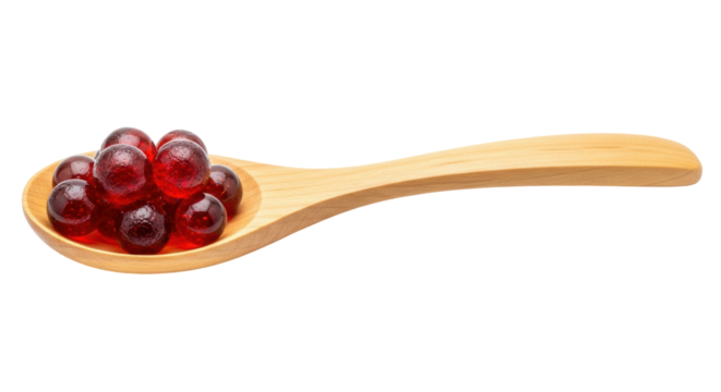 Isolated Red Tapioca Pearls in Spoon