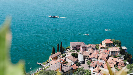 The view from the top of Varenna Italy during the summer