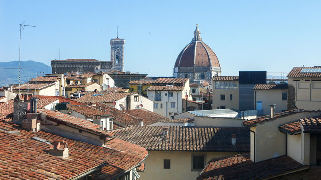 The historic city of Florence viewed from the roof tops