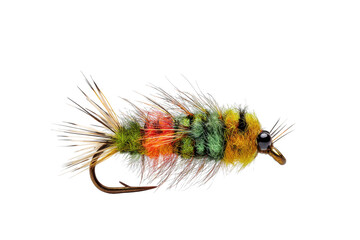 Fototapeta premium Colorful Crazy Charlie Artificial Fly on Transparent Background