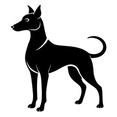 Black Dog Silhouette Vector Illustration on White Background