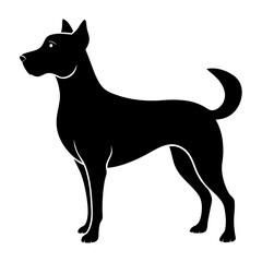 Black Dog Silhouette Vector Illustration on White Background