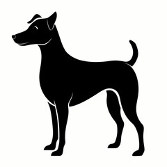Black Dog Silhouette Vector Illustration on White Background