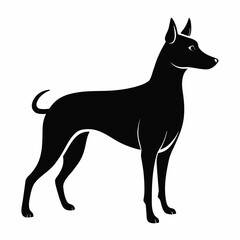 Black Dog Silhouette Vector Illustration on White Background