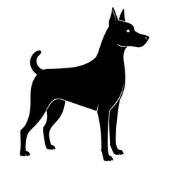 Black Dog Silhouette Vector Illustration on White Background