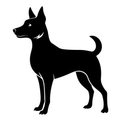 Black Dog Silhouette Vector Illustration on White Background