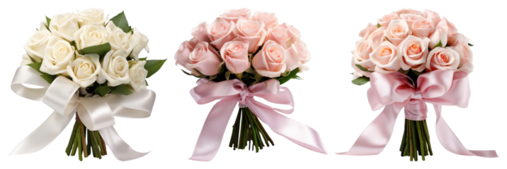 Elegant rose bouquets with ribbons