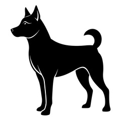 Minimal Dog Silhouette Graphic Vector, White Background