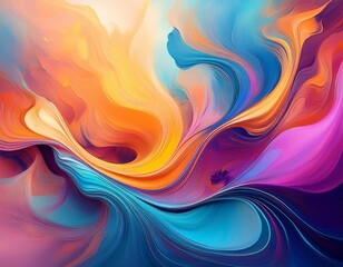 Obraz premium beautiful abstraction of liquid paints in slow blending flow mixing together gently