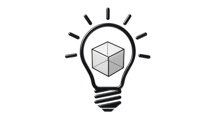 Isolated Light Bulb with Cube inside