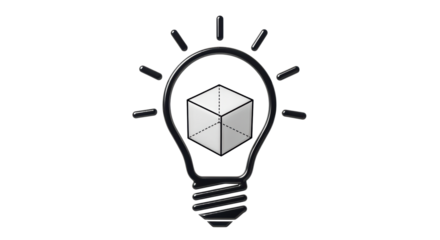 Isolated Light Bulb with Cube inside