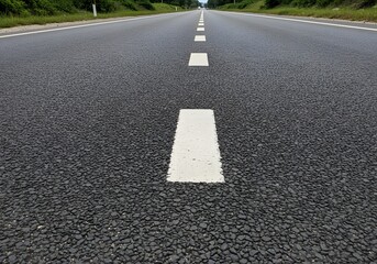 Asphalt Road with White Lines, Highway Perspective View, Transportation, Travel Route, Way Forward