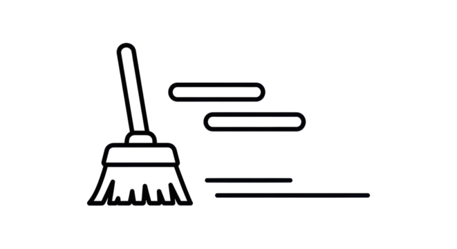 Isolated Broom Sweeping Floor