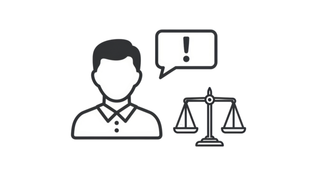 Isolated Person with Exclamation Mark and Scale