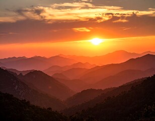 Fototapeta premium Sunset over mountain range
