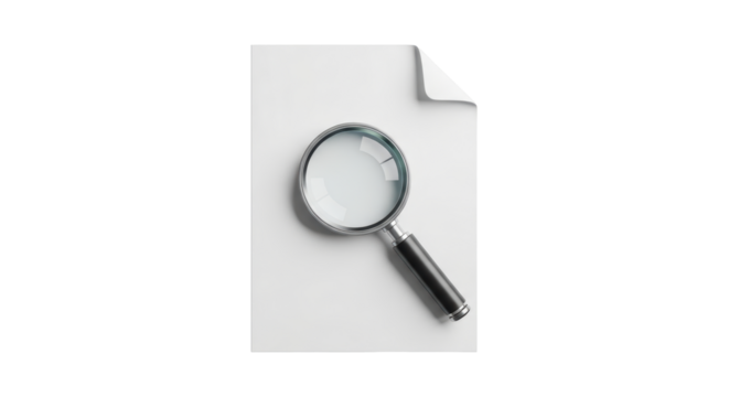 Isolated Magnifying Glass on Document