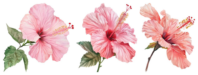Vibrant watercolor hibiscus illustration