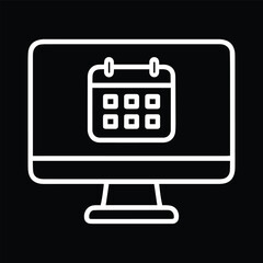 A simple black and white In the computer there is a calendar icon