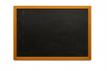 Clean blackboard with wooden frame on transparent background, ideal for educational or learning projects