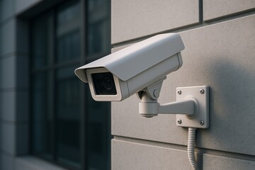 3D render CCTV camera installed on building wall for area scanning Suitable background for security setup