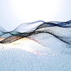 Abstract Wavy Lines and Particles on a Light Background.