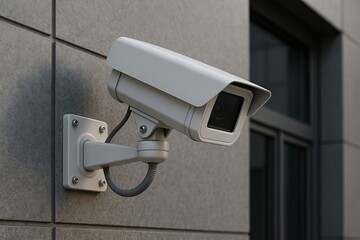 3D render CCTV camera installed on building wall for area scanning Suitable background for security setup