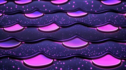 Vibrant waves of glowing purple shapes on a textured surface creating a modern and artistic visual