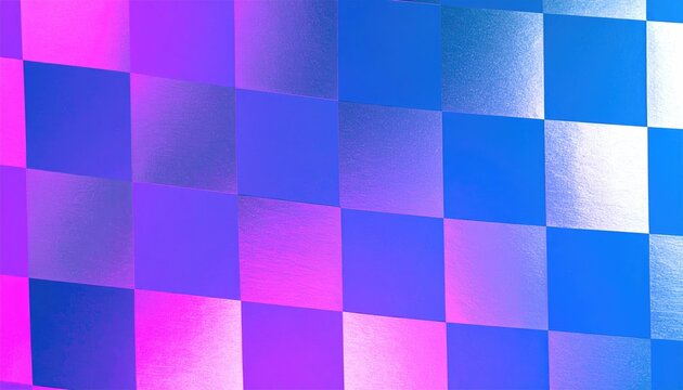 Vibrant Purple Blue Checkerboard Warp with Chrome Accents