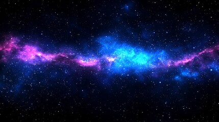 Obraz premium A stunning view of the cosmos featuring vibrant pink and blue nebulae adorned with sparkling stars in a dark expanse