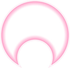 Neon outline shape of a circle with a small concave side.